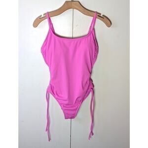 Shade & Shore Ruched Pink Swimsuit Small